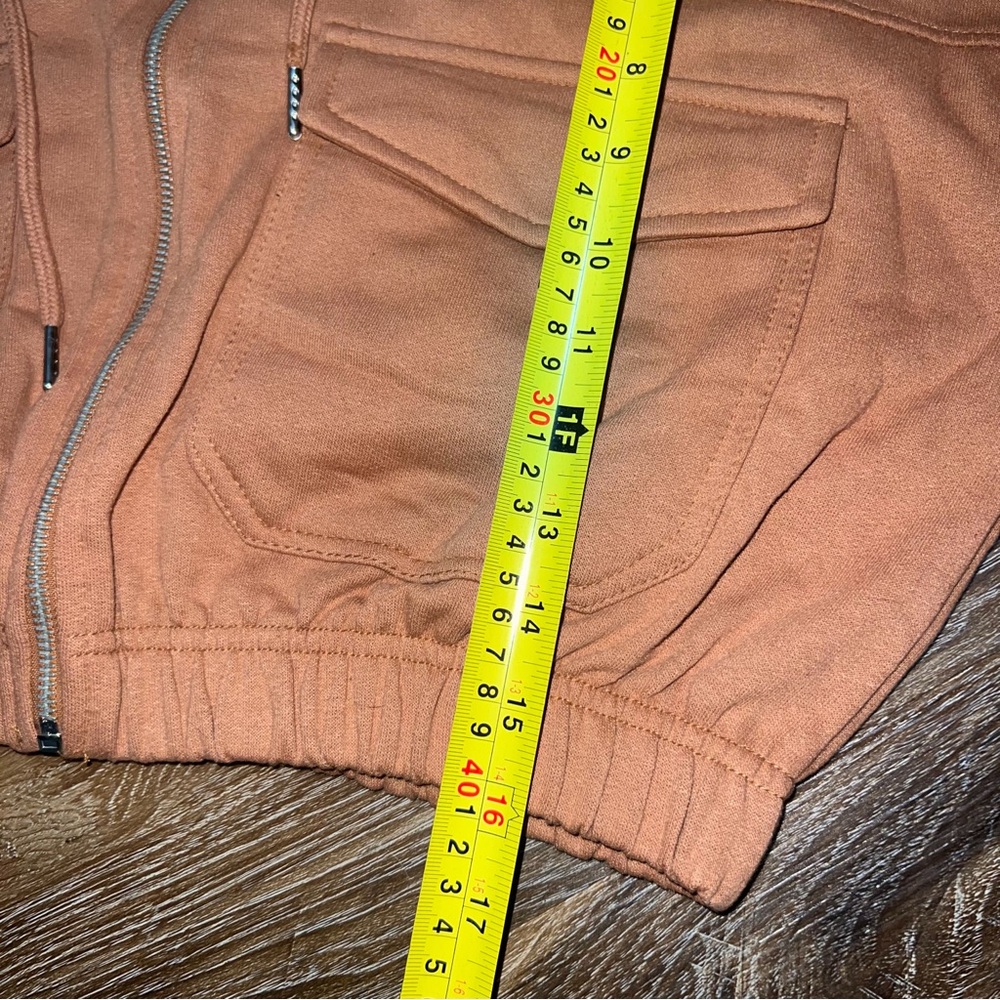 Ashley Vintage Charm Cropped Full Zip Hoodie - Pecan, Size L - Picture 8 of 10